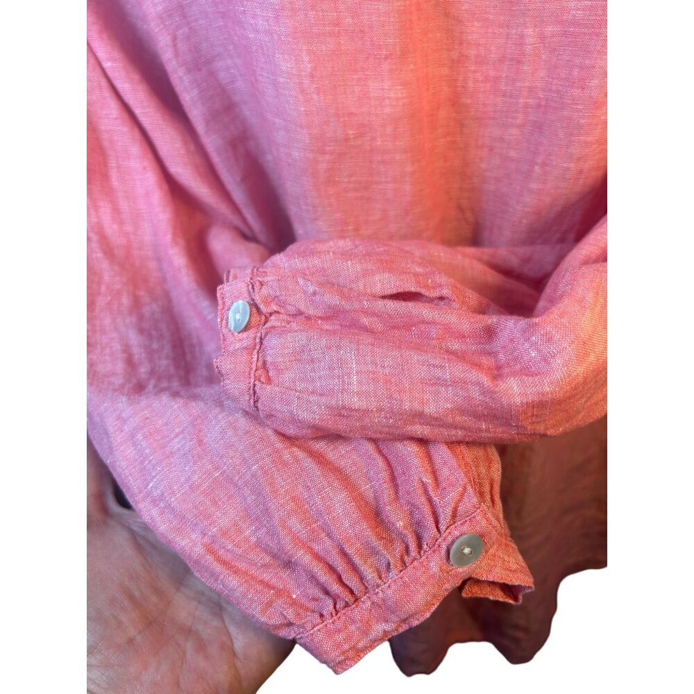 Sigrid Olsen Women's Salmon Button-Front Linen Tunic Top Size XL - Picture 7 of 7